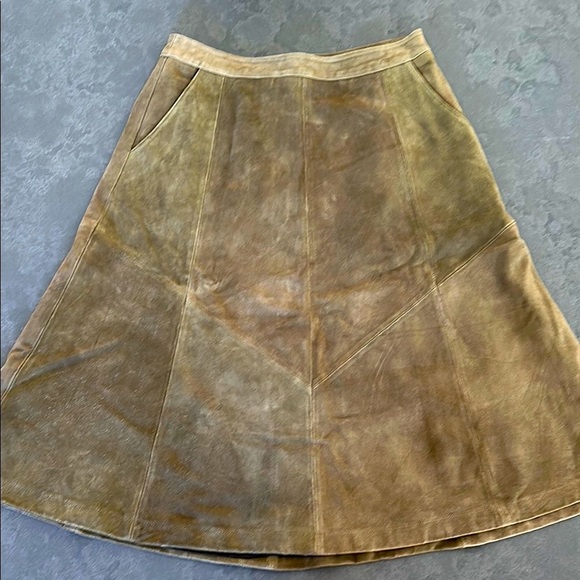 Free People Brown Midi A-Line Skirt for Work